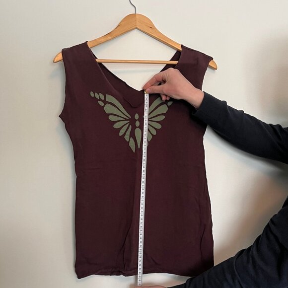 Unique Butterfly Top. 100% Cotton. Made in Nepal. Maroon. Size S-M. Womens. - Picture 6 of 7